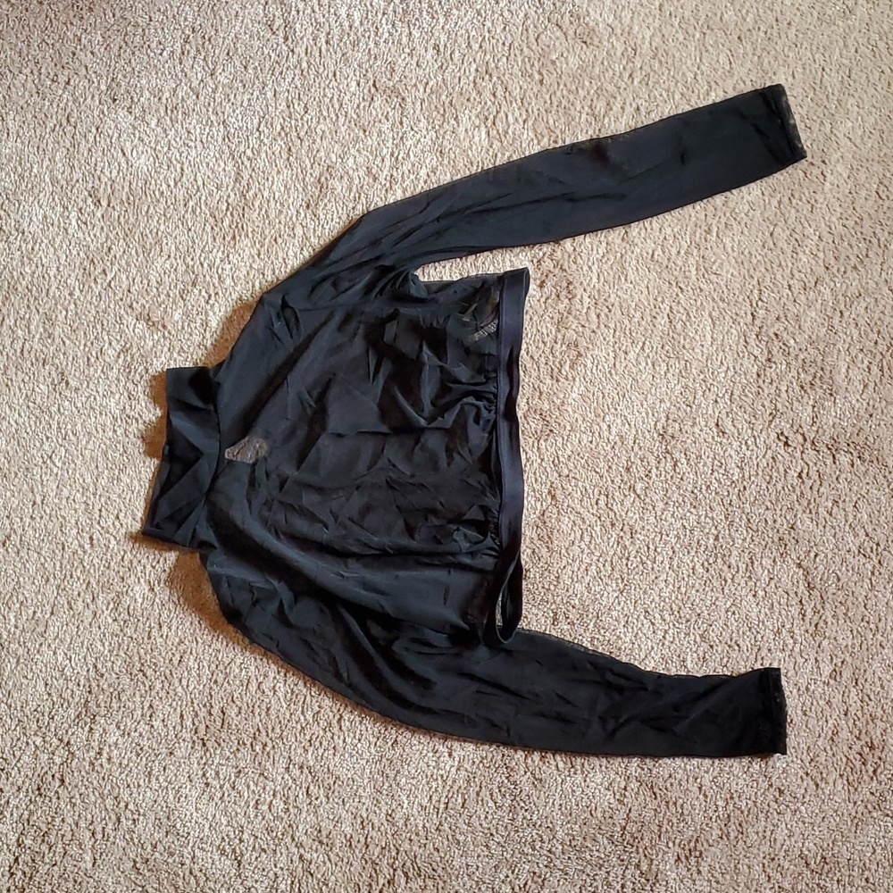 Torrid Black Sheer High Neck Long Sleeve Crop Top. Torrid size 0/L/12.